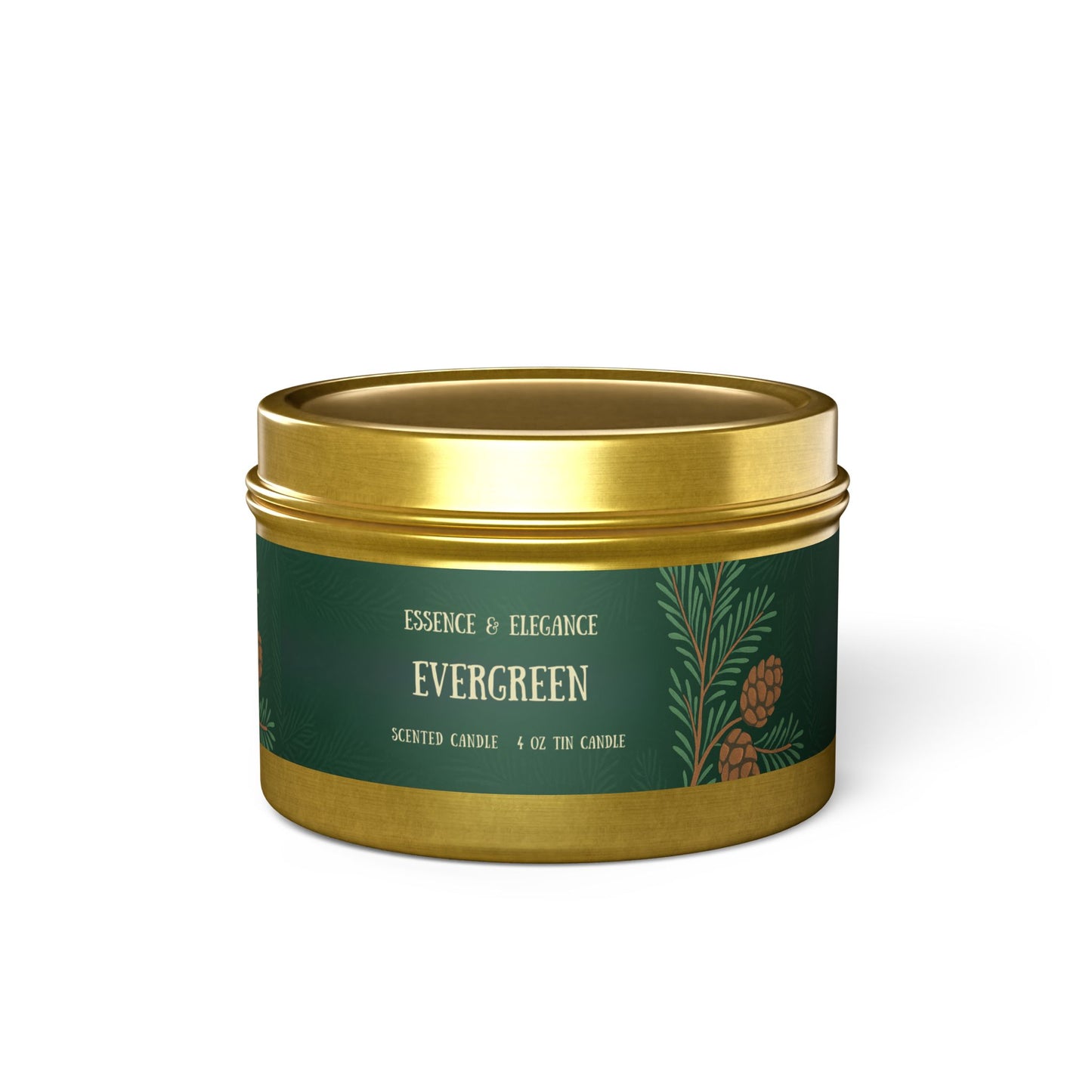 Evergreen Scented 4 oz. Tin Candle - Essence & Elegance