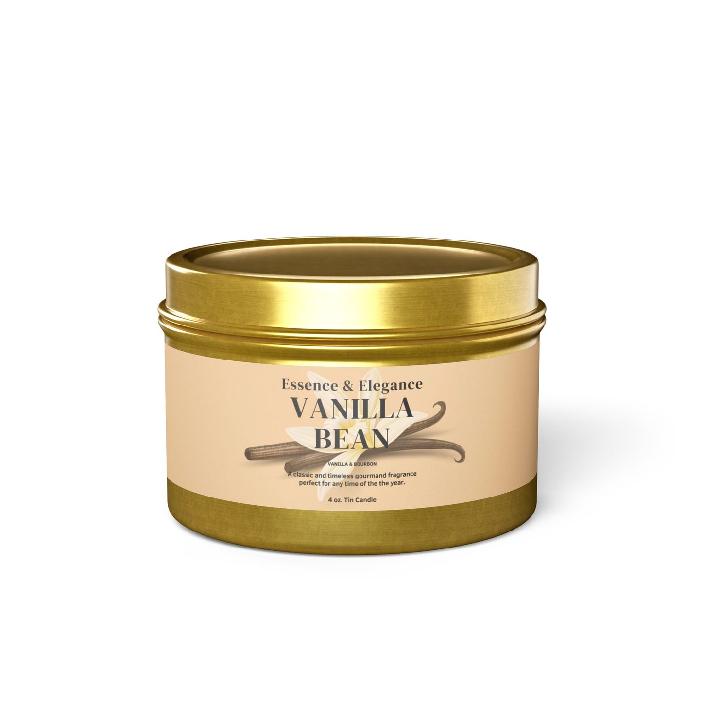 Vanilla Bean Scented 4 oz. Tin Candle - Essence & Elegance