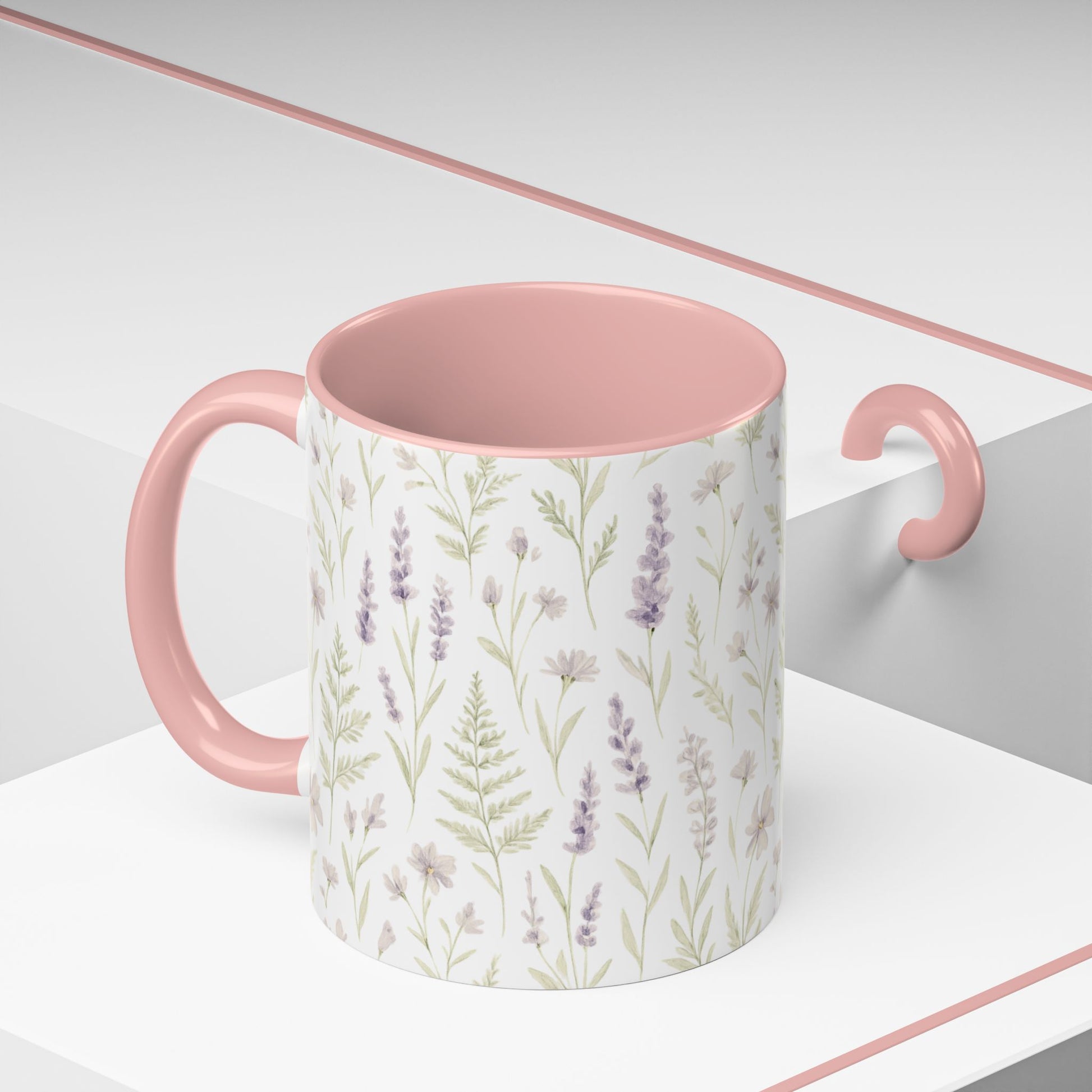 Botanical Floral Accent Coffee Mug - Gift for Her, Home Decor, Lavender, Nature Lover, Mother’s Day, Tea Lovers, Relaxation - Essence & Elegance