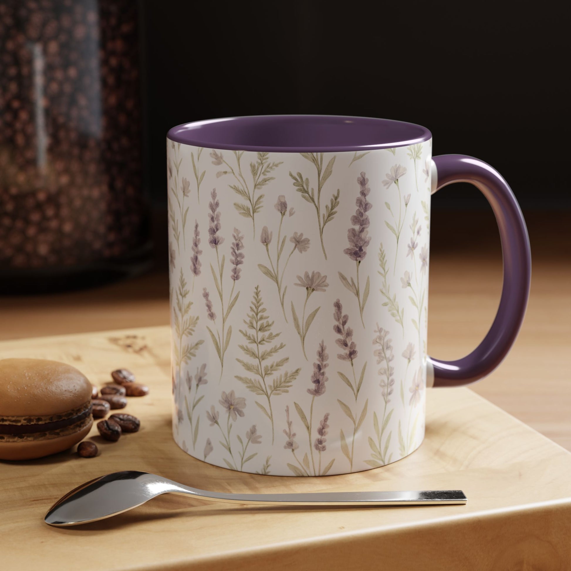 Botanical Floral Accent Coffee Mug - Gift for Her, Home Decor, Lavender, Nature Lover, Mother’s Day, Tea Lovers, Relaxation - Essence & Elegance