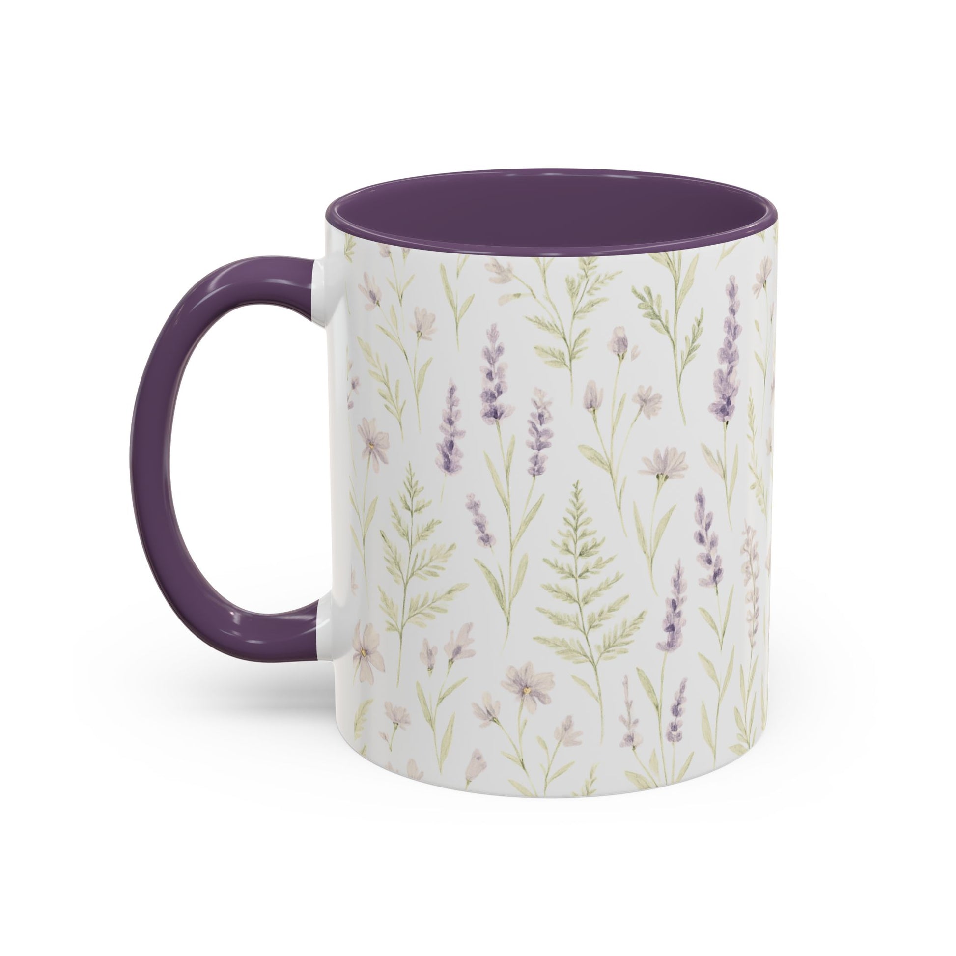 Botanical Floral Accent Coffee Mug - Gift for Her, Home Decor, Lavender, Nature Lover, Mother’s Day, Tea Lovers, Relaxation - Essence & Elegance