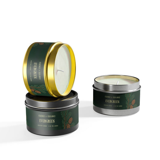 Evergreen Scented 4 oz. Tin Candle - Essence & Elegance