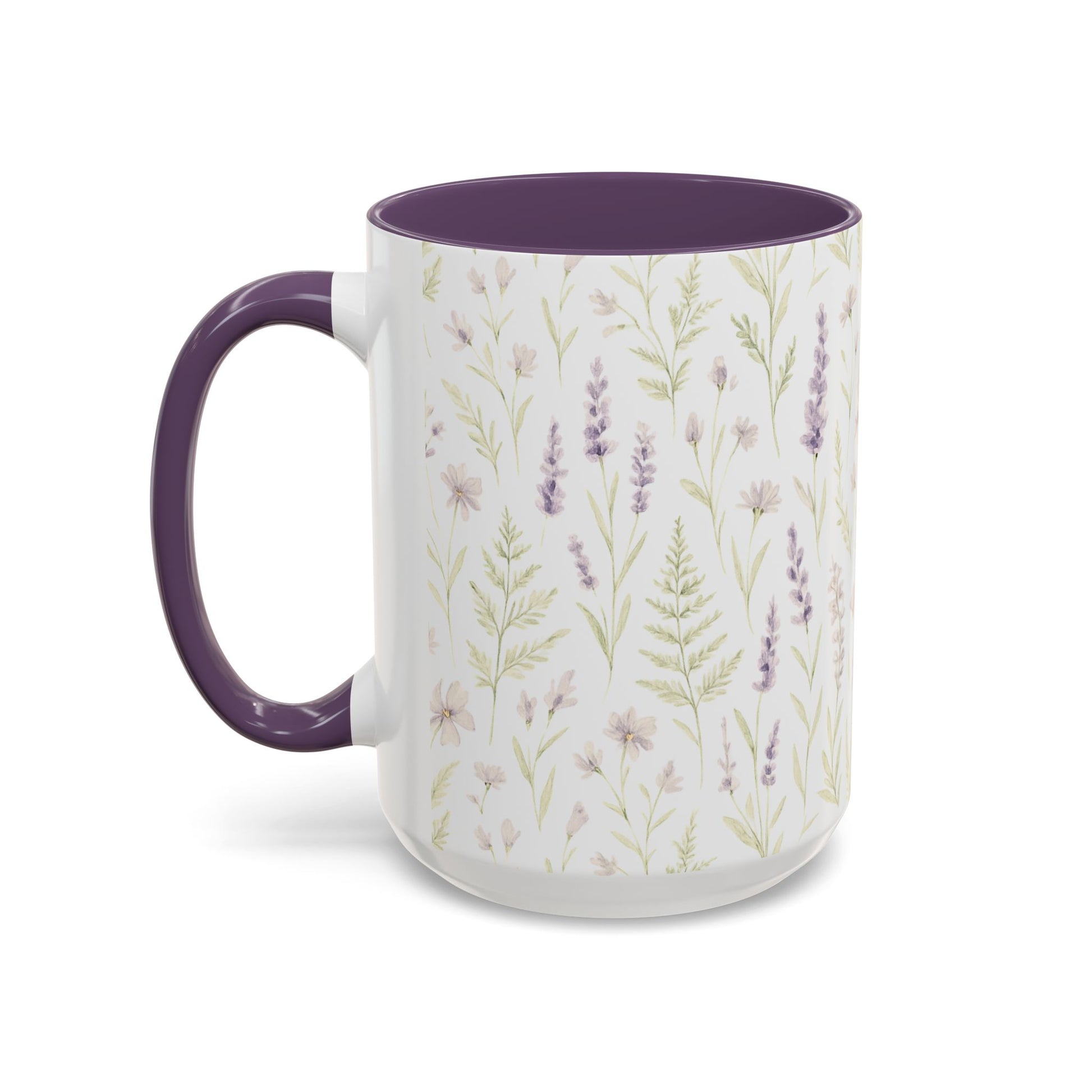 Botanical Floral Accent Coffee Mug - Gift for Her, Home Decor, Lavender, Nature Lover, Mother’s Day, Tea Lovers, Relaxation - Essence & Elegance