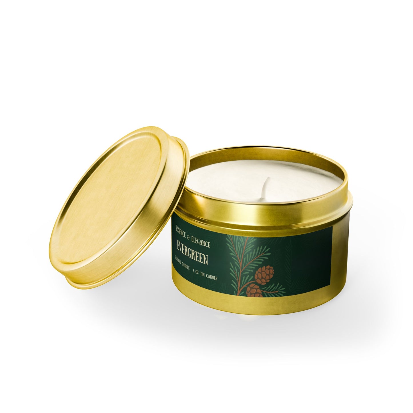Evergreen Scented 4 oz. Tin Candle - Essence & Elegance