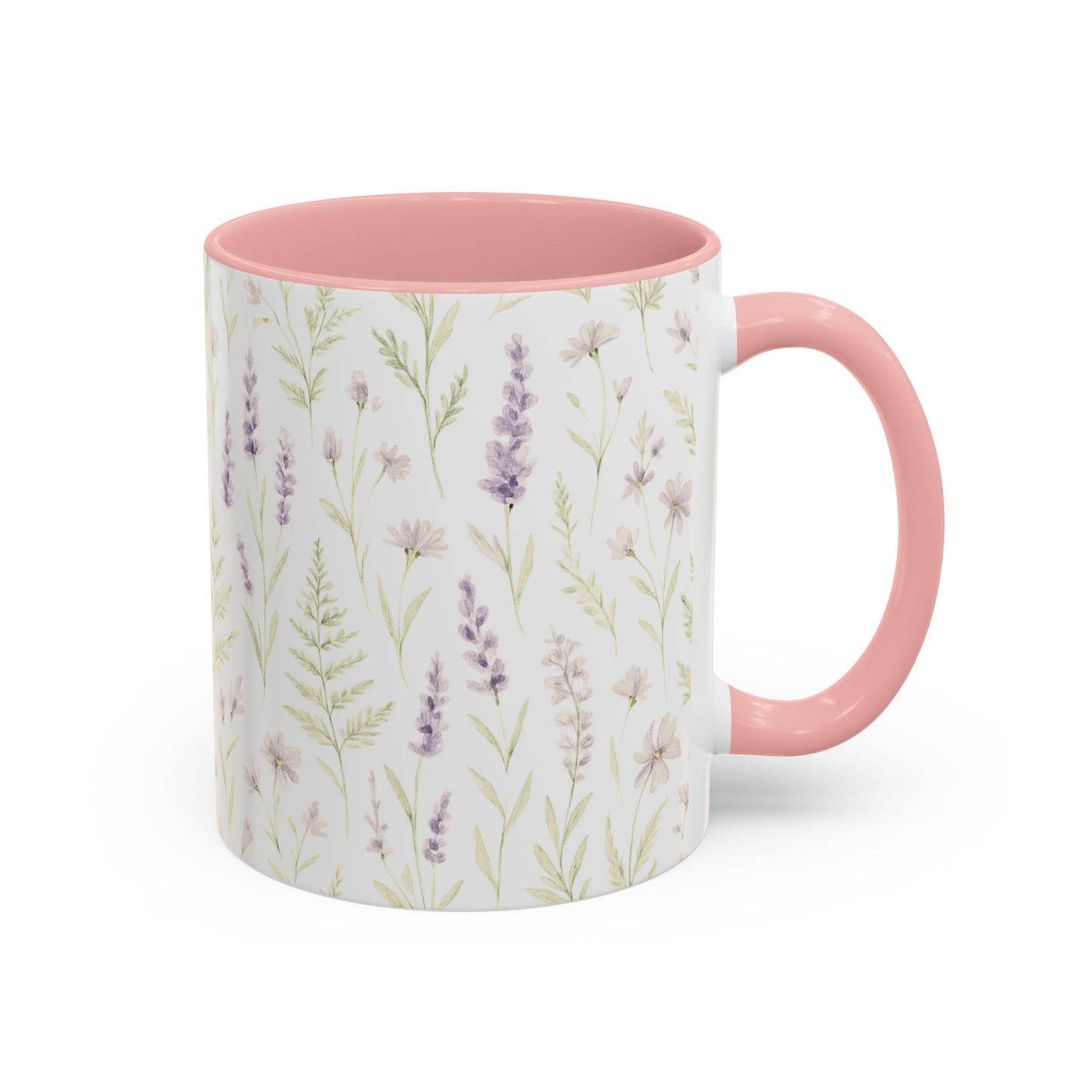 Botanical Floral Accent Coffee Mug - Gift for Her, Home Decor, Lavender, Nature Lover, Mother’s Day, Tea Lovers, Relaxation - Essence & Elegance