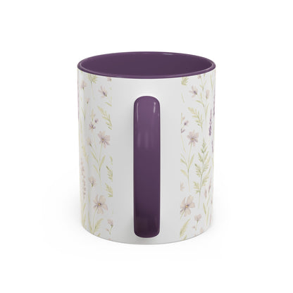 Botanical Floral Accent Coffee Mug - Gift for Her, Home Decor, Lavender, Nature Lover, Mother’s Day, Tea Lovers, Relaxation - Essence & Elegance