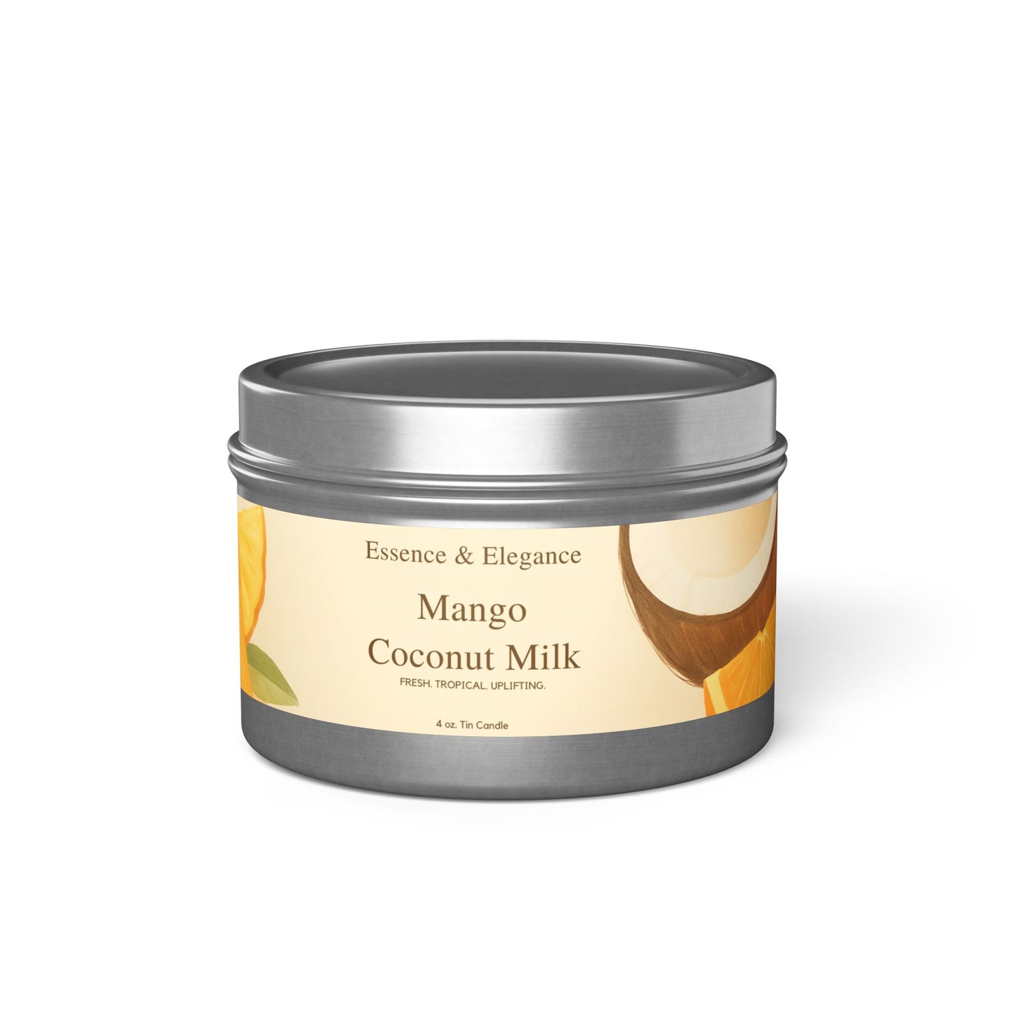 Mango Coconut Milk Scented 4 oz. Tin Candle - Essence & Elegance