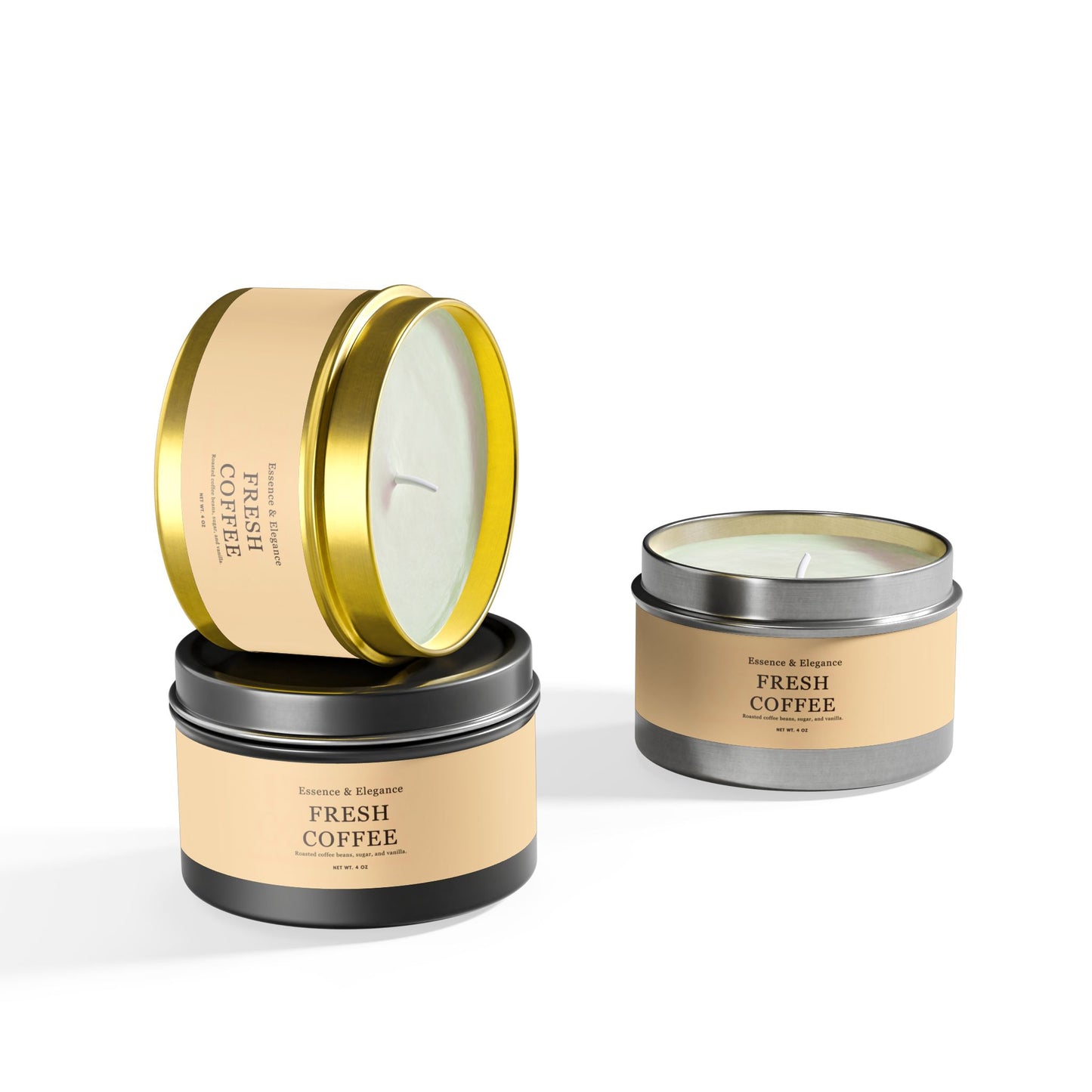 Fresh Coffee Scented 4 oz. Tin Candle - Essence & Elegance