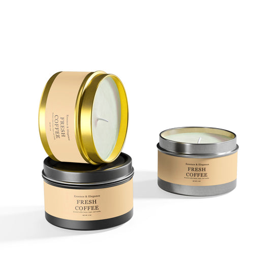 Fresh Coffee Scented 4 oz. Tin Candle - Essence & Elegance