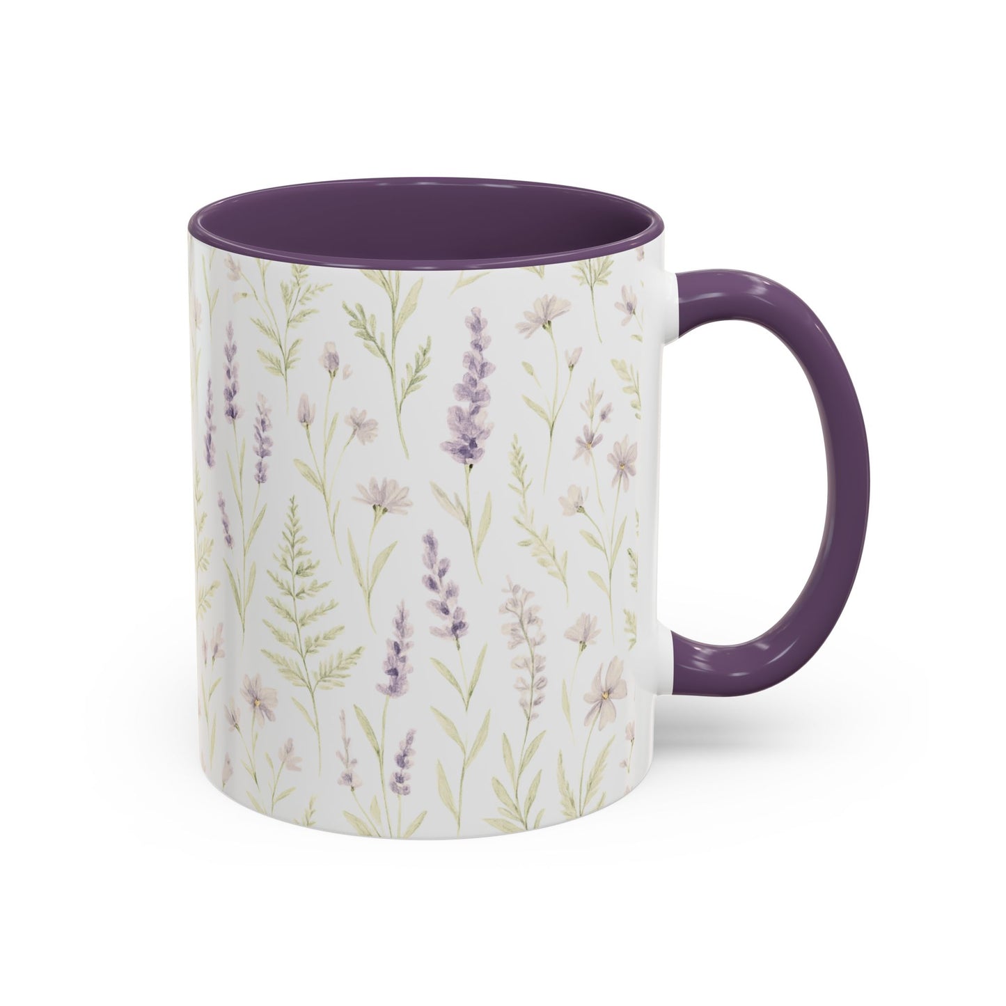 Botanical Floral Accent Coffee Mug - Gift for Her, Home Decor, Lavender, Nature Lover, Mother’s Day, Tea Lovers, Relaxation - Essence & Elegance