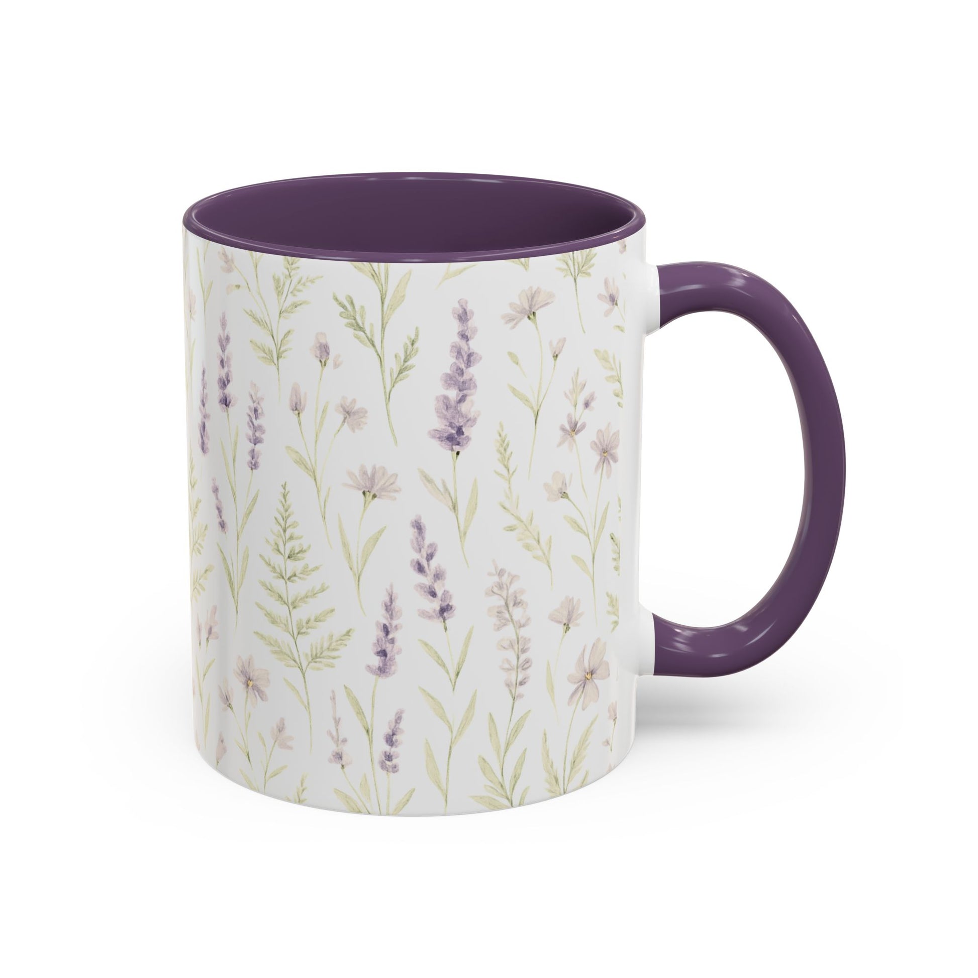 Botanical Floral Accent Coffee Mug - Gift for Her, Home Decor, Lavender, Nature Lover, Mother’s Day, Tea Lovers, Relaxation - Essence & Elegance