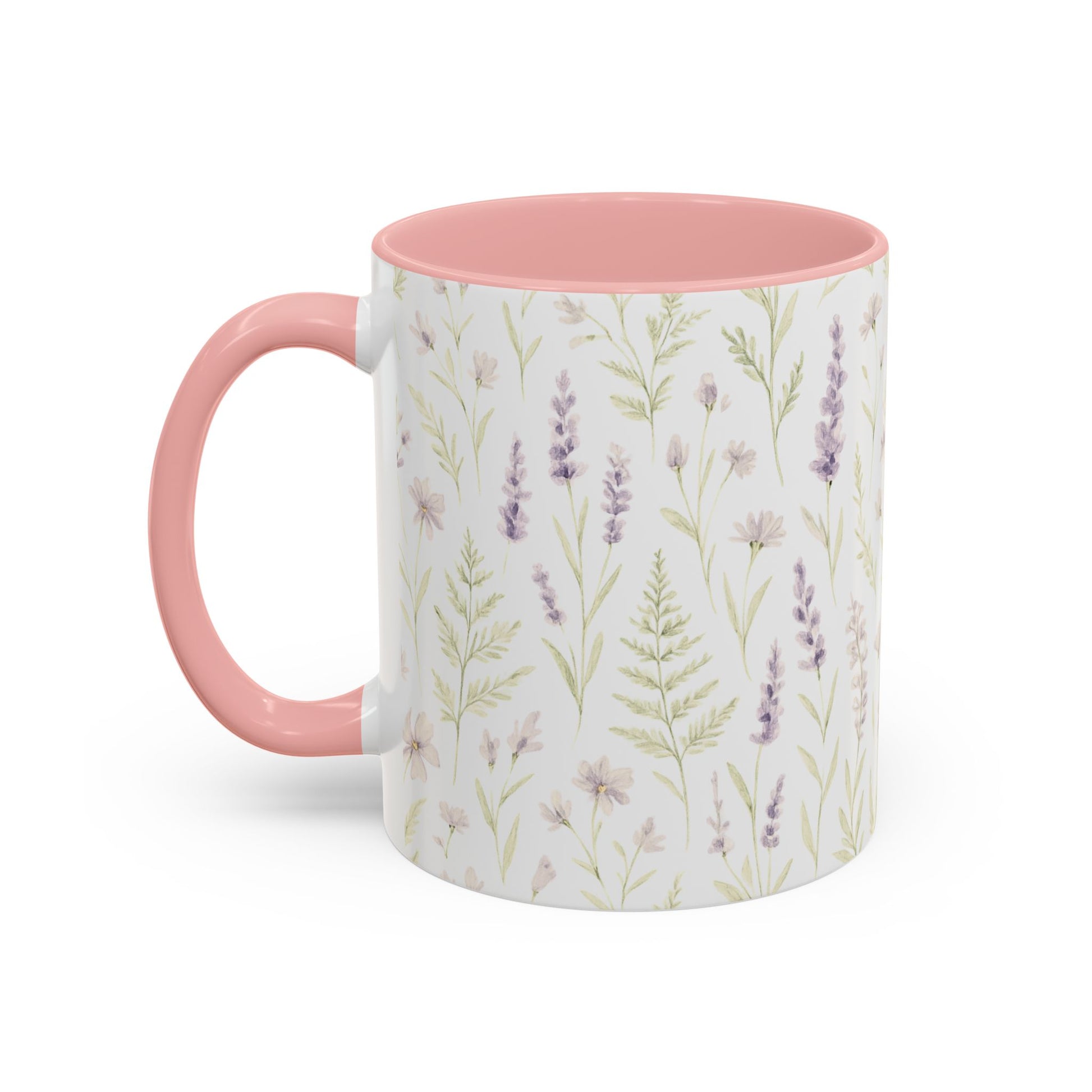 Botanical Floral Accent Coffee Mug - Gift for Her, Home Decor, Lavender, Nature Lover, Mother’s Day, Tea Lovers, Relaxation - Essence & Elegance