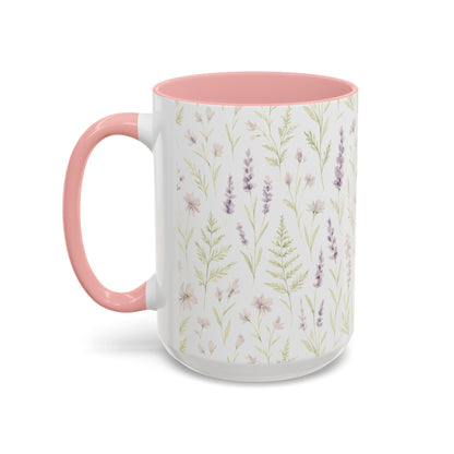 Botanical Floral Accent Coffee Mug - Gift for Her, Home Decor, Lavender, Nature Lover, Mother’s Day, Tea Lovers, Relaxation - Essence & Elegance