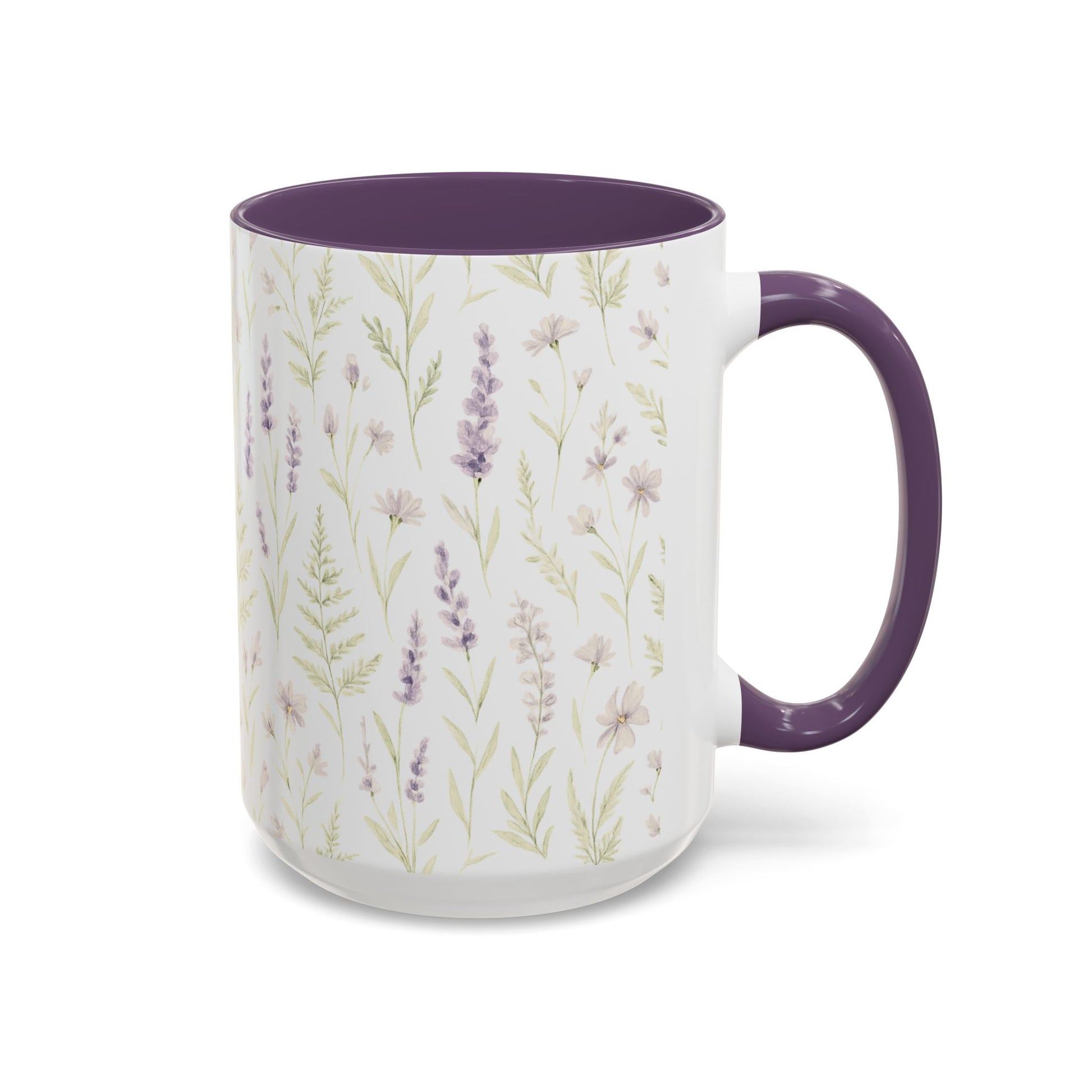 Botanical Floral Accent Coffee Mug - Gift for Her, Home Decor, Lavender, Nature Lover, Mother’s Day, Tea Lovers, Relaxation - Essence & Elegance