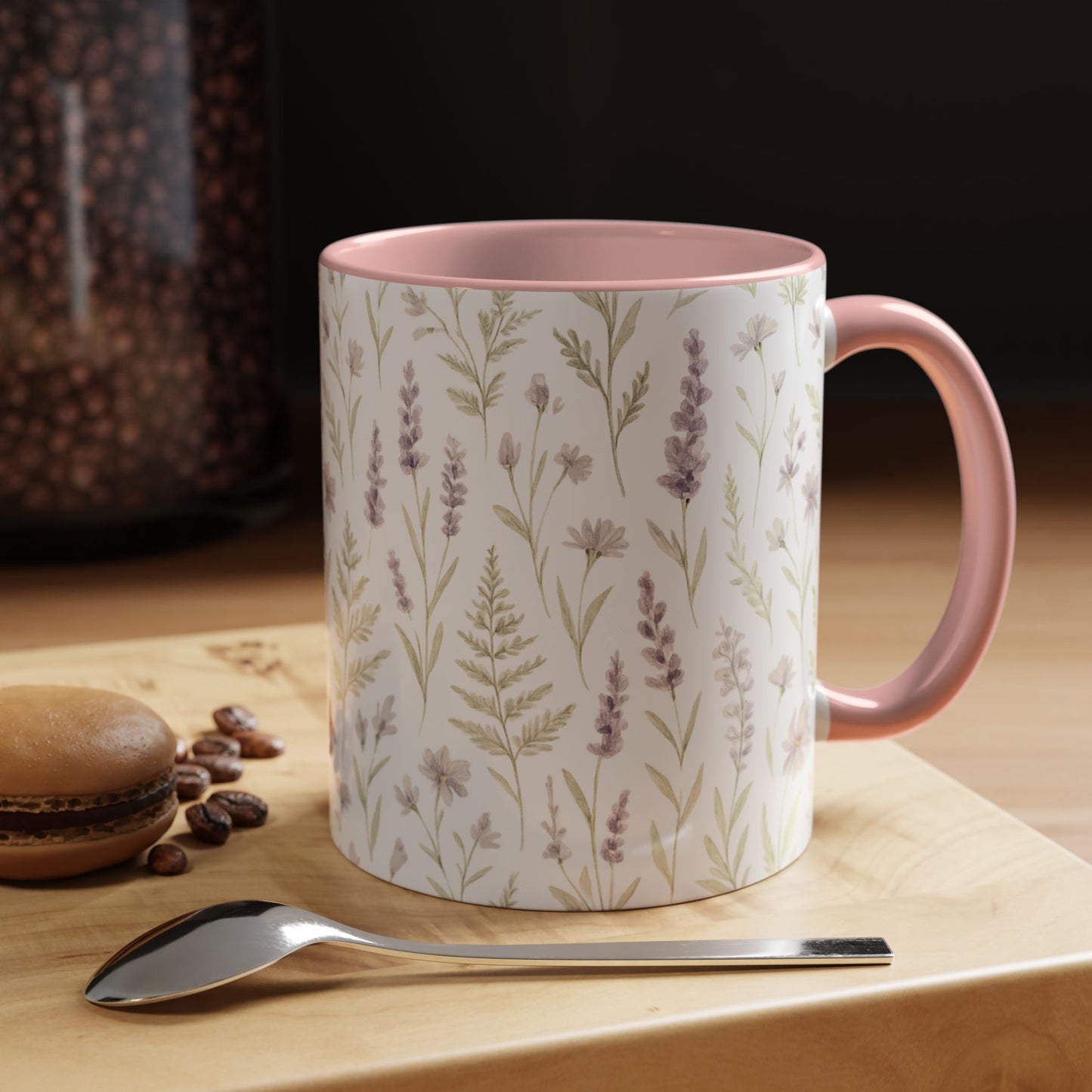 Botanical Floral Accent Coffee Mug - Gift for Her, Home Decor, Lavender, Nature Lover, Mother’s Day, Tea Lovers, Relaxation - Essence & Elegance