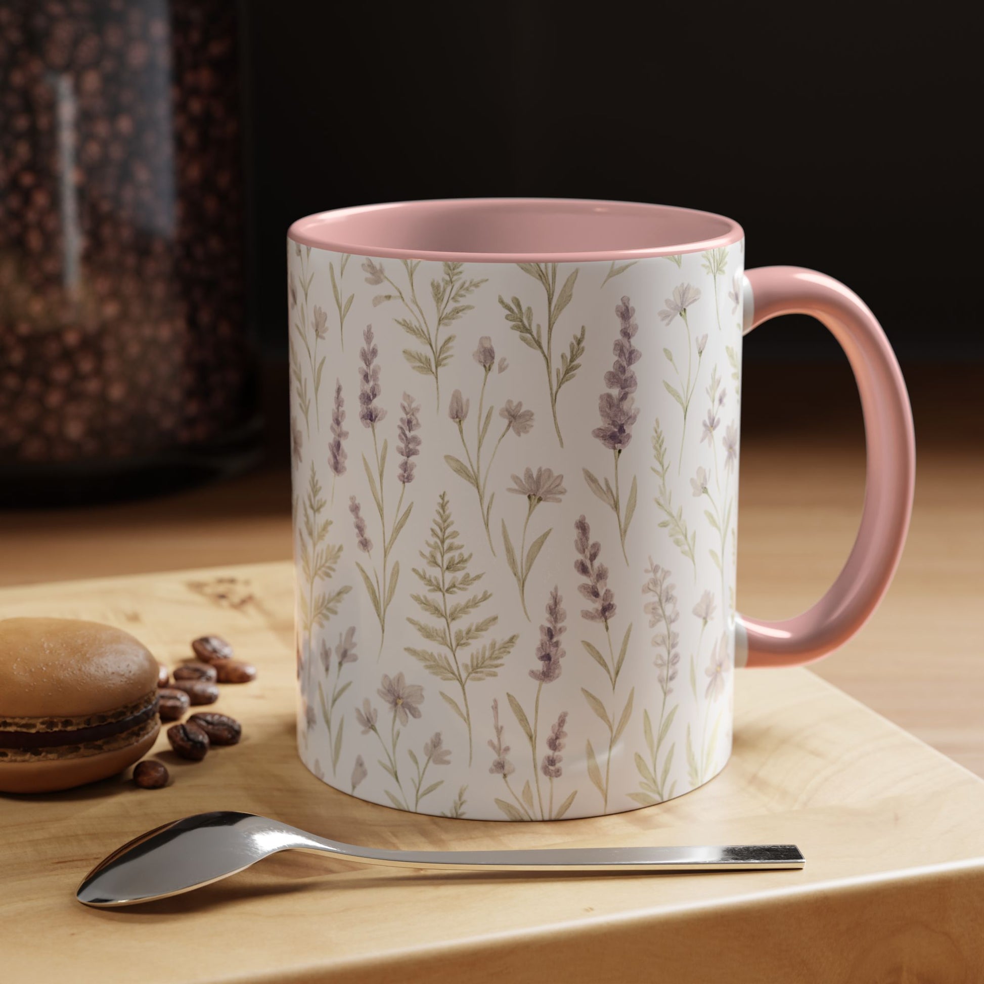 Botanical Floral Accent Coffee Mug - Gift for Her, Home Decor, Lavender, Nature Lover, Mother’s Day, Tea Lovers, Relaxation - Essence & Elegance