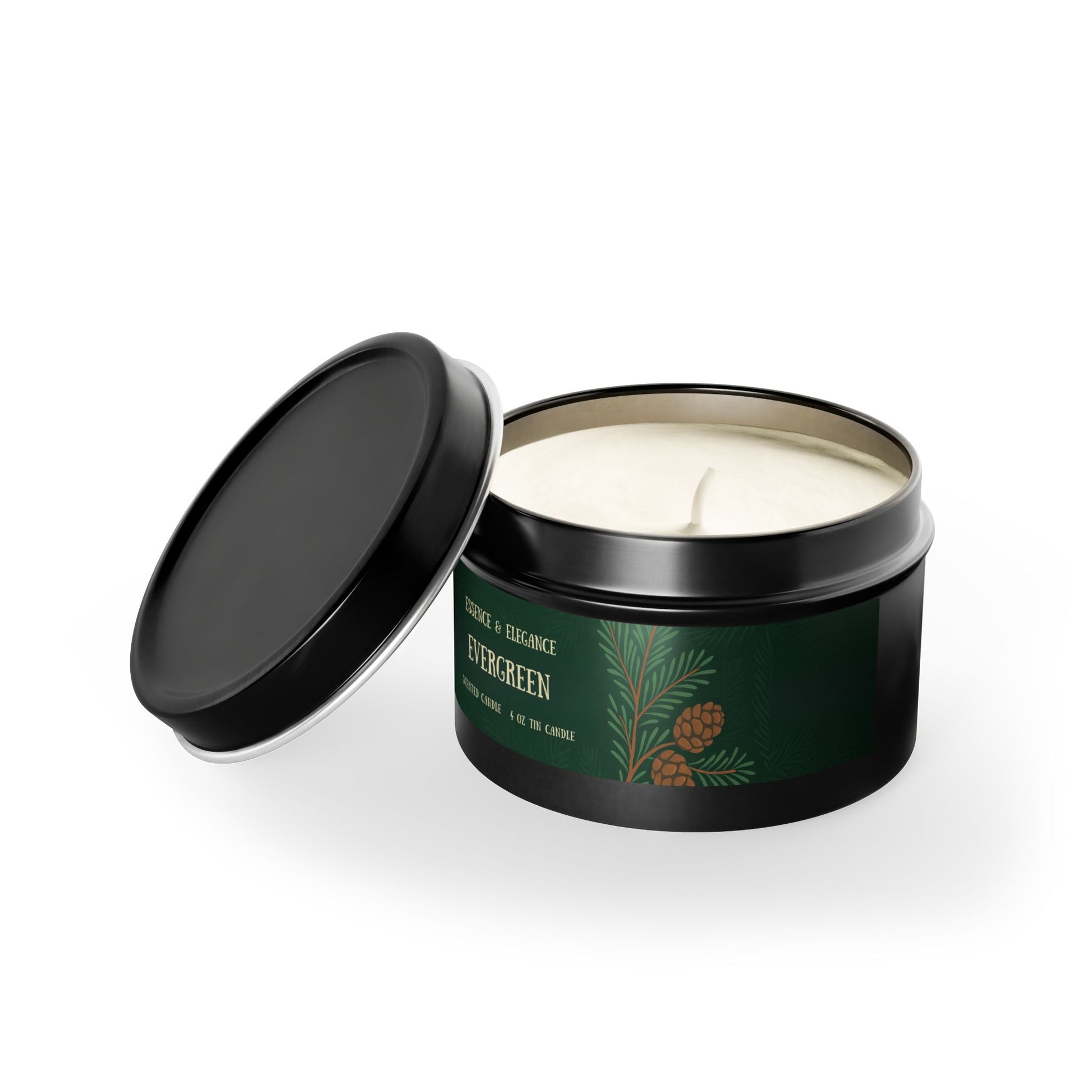 Evergreen Scented 4 oz. Tin Candle - Essence & Elegance