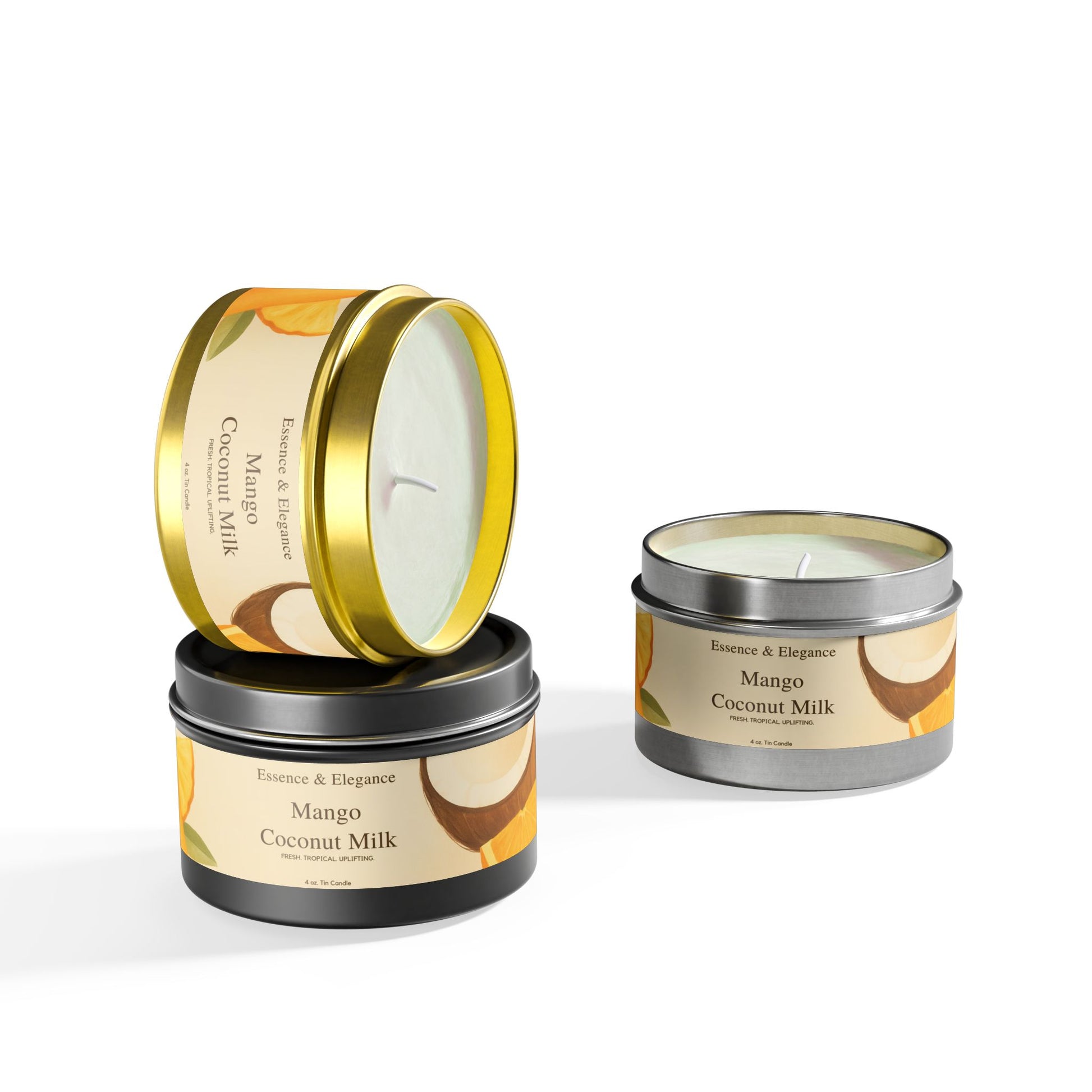 Mango Coconut Milk Scented 4 oz. Tin Candle - Essence & Elegance