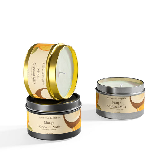 Mango Coconut Milk Scented 4 oz. Tin Candle - Essence & Elegance