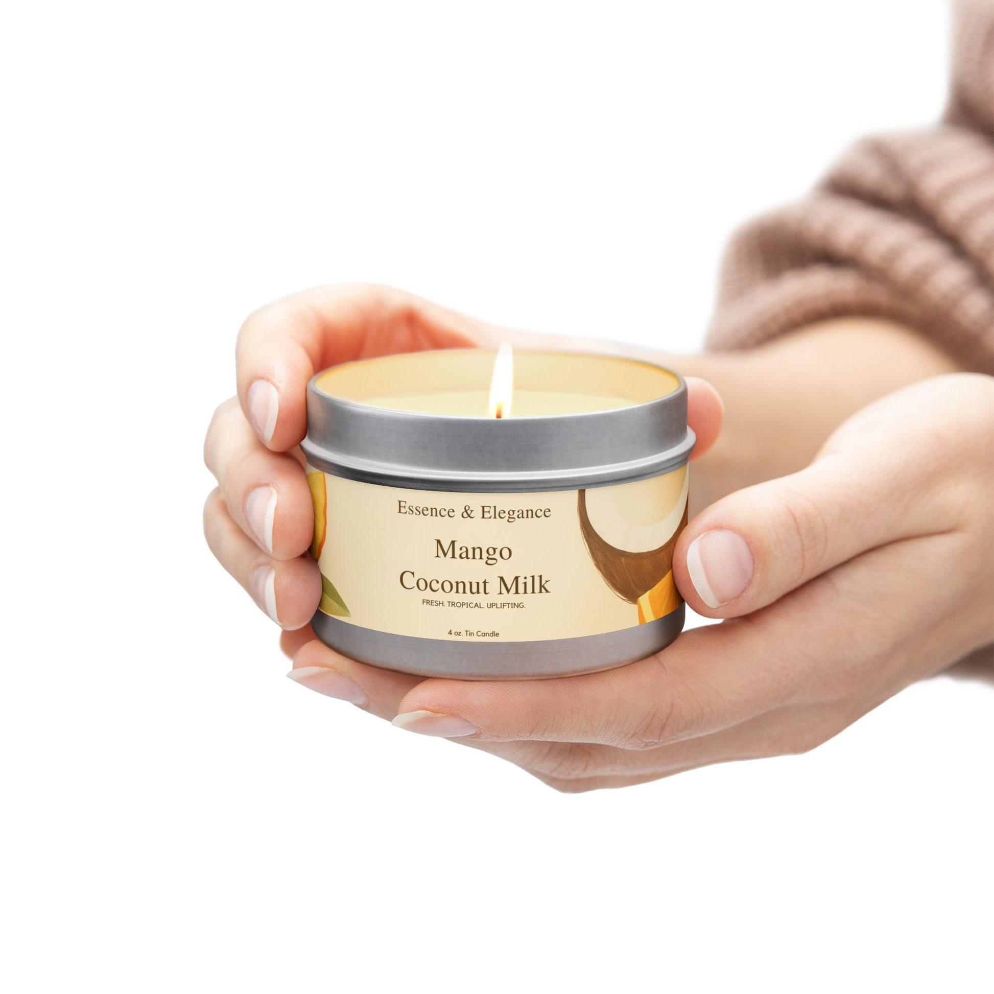 Mango Coconut Milk Scented 4 oz. Tin Candle - Essence & Elegance