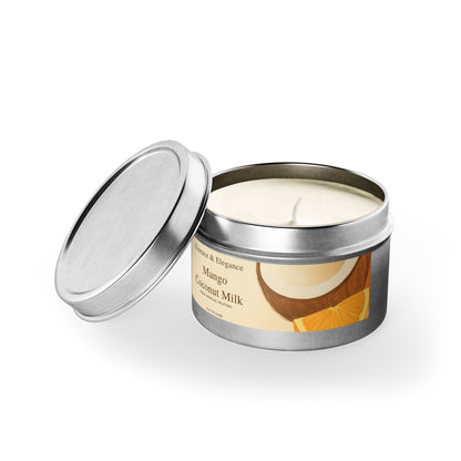 Mango Coconut Milk Scented 4 oz. Tin Candle - Essence & Elegance