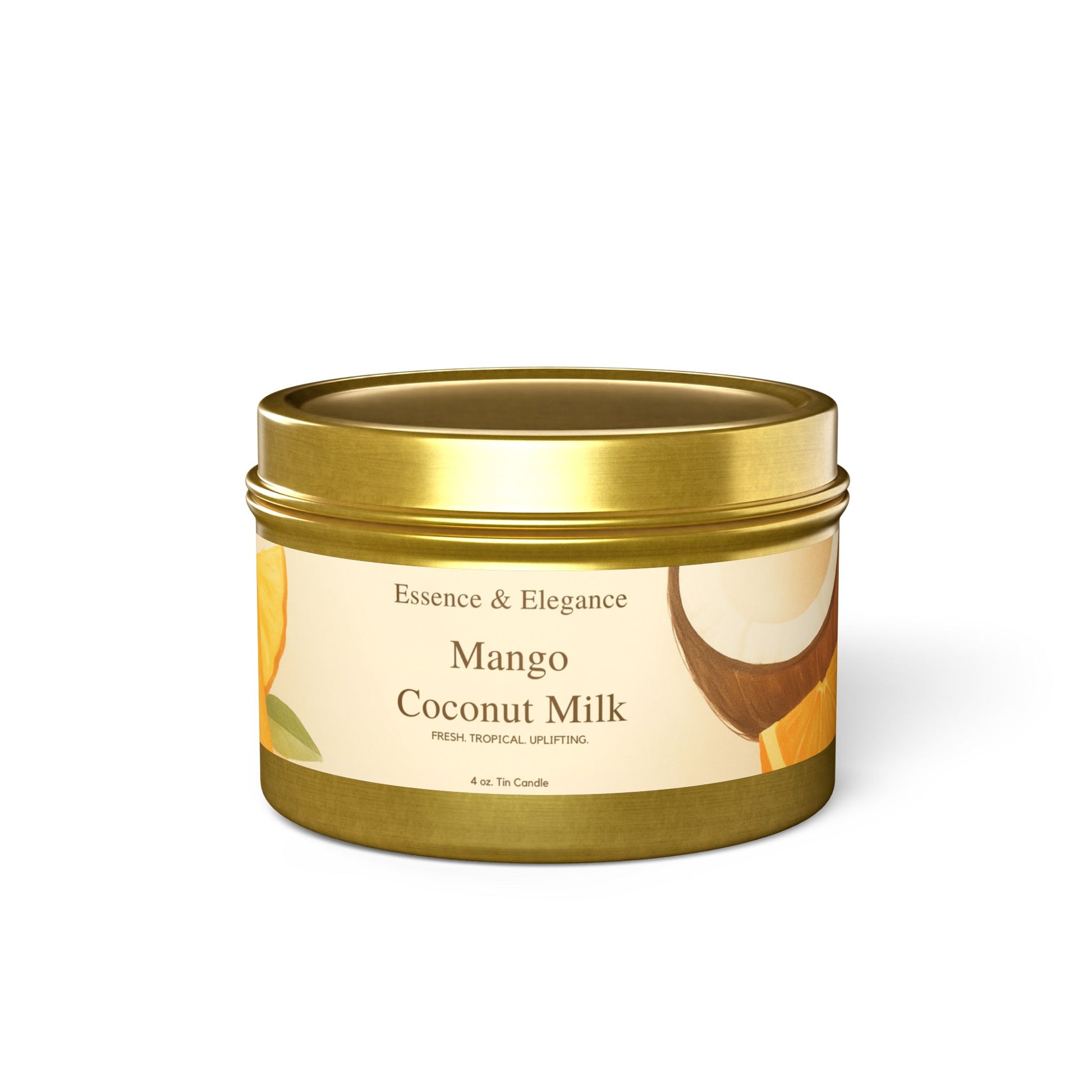 Mango Coconut Milk Scented 4 oz. Tin Candle - Essence & Elegance
