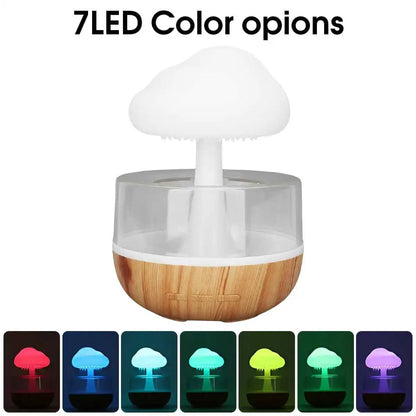 Mushroom Rain‑Cloud Humidifier, Raindrop Aroma Diffuser & 7‑Color LED Night Lamp - Essence & Elegance