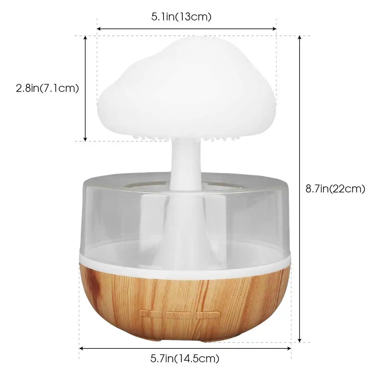 Mushroom Rain‑Cloud Humidifier, Raindrop Aroma Diffuser & 7‑Color LED Night Lamp - Essence & Elegance